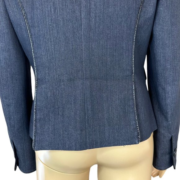 Nine West Women Blazer Size 6 Spark Black Lined Collared A Buttons Slit Cotton - Picture 8 of 16